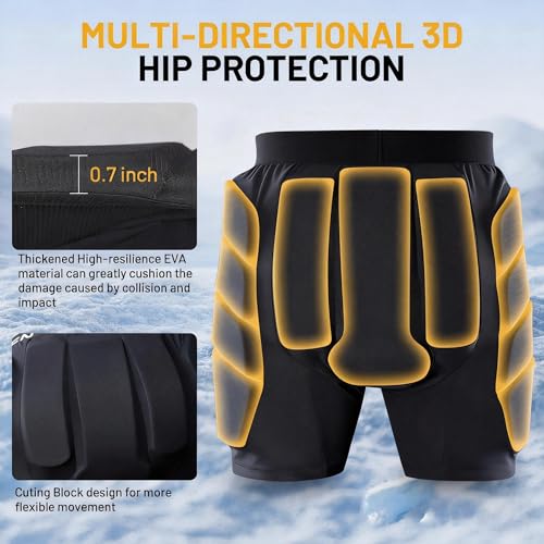 Tanden Padded Shorts Hip Impact Shorts Tailbone Protector Pad for Snowboarding Pads, Snowboard Butt Pad for Skating Ski Skateboarding Ice Figure Skating Crash Pads S - Image 2