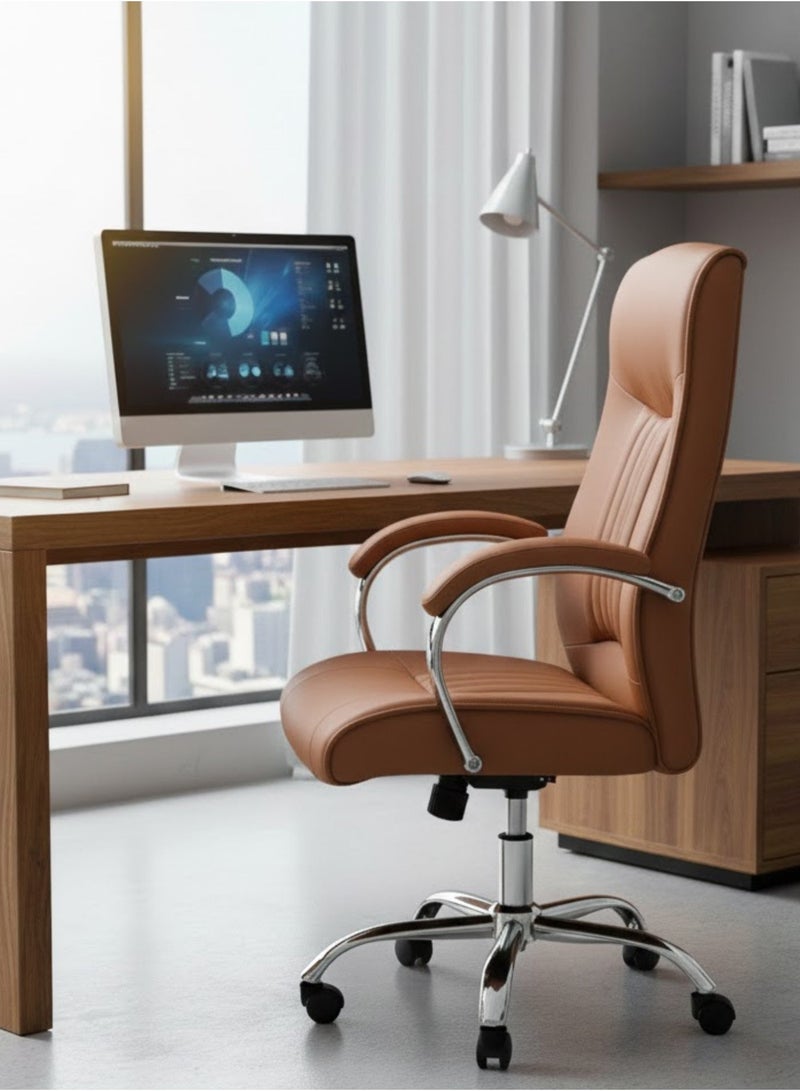 Furalux Executive Computer Desk Chair, Luxury Leather Office Chair with Ergonomic High Back Support, Swivel Design & Adjustable Height for Office and Home Use - Image 2