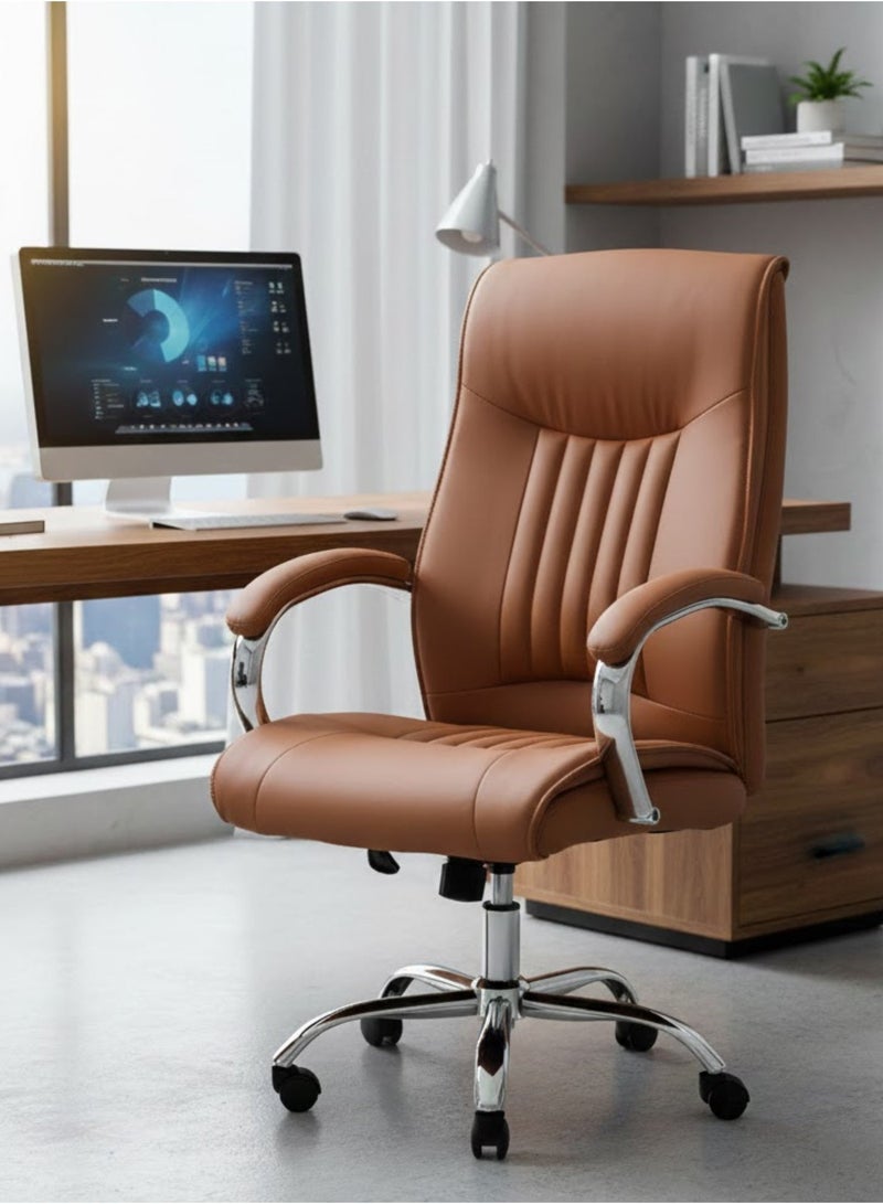 Furalux Executive Computer Desk Chair, Luxury Leather Office Chair with Ergonomic High Back Support, Swivel Design & Adjustable Height for Office and Home Use - Image 1