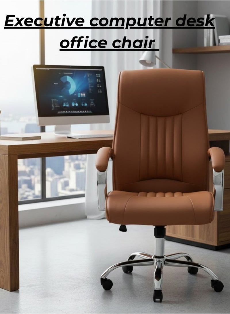 Furalux Executive Computer Desk Chair, Luxury Leather Office Chair with Ergonomic High Back Support, Swivel Design & Adjustable Height for Office and Home Use - Image 4