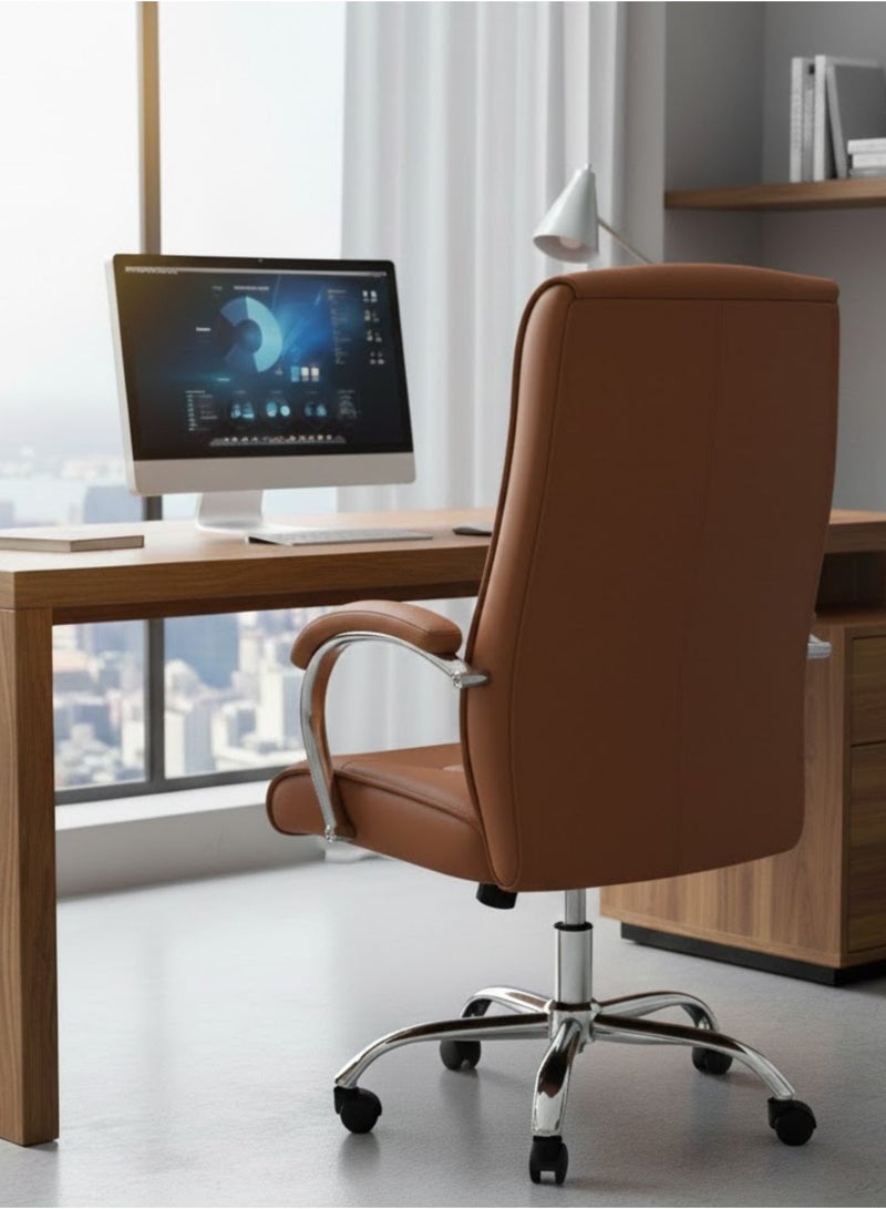 Furalux Executive Computer Desk Chair, Luxury Leather Office Chair with Ergonomic High Back Support, Swivel Design & Adjustable Height for Office and Home Use - Image 3