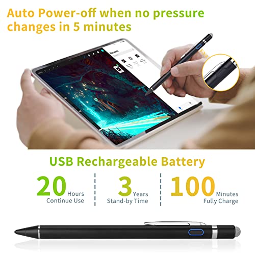 EVACH Stylus Pen for Lenovo Tab P11/P12 - Evach High-Precision Fine Tip Pencil with Magnetic Fabric Cap 2 in 1 Sensitive, Ideal for Writing and Drawing, Active Slim Pen for Lenovo Tab P11/P12,Black - Image 4