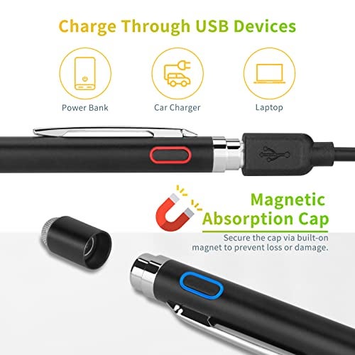 EVACH Stylus Pen for Lenovo Tab P11/P12 - Evach High-Precision Fine Tip Pencil with Magnetic Fabric Cap 2 in 1 Sensitive, Ideal for Writing and Drawing, Active Slim Pen for Lenovo Tab P11/P12,Black - Image 3