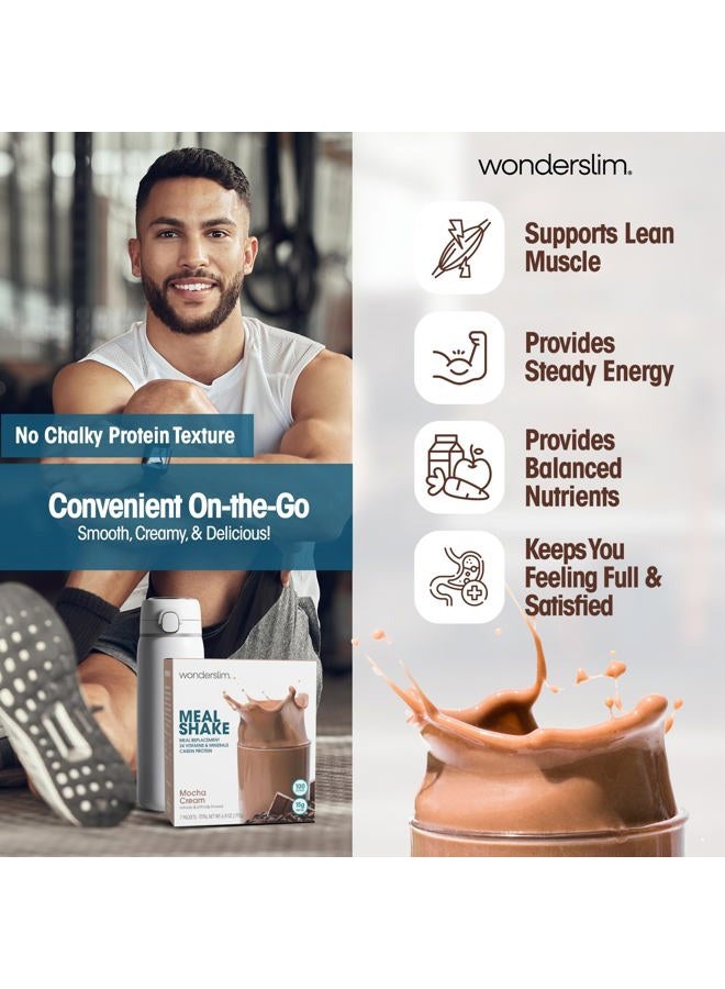 WonderSlim Aspartame Free Diet 15 g Protein Shake & Pudding Mix - Mocha Cream (7 Servings/Box) - Image 3