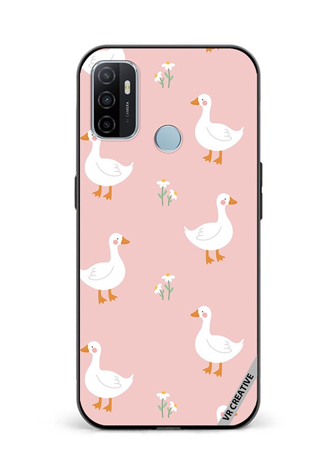 VR CREATIVE Protective Case Cover For Oppo A53 Cute White Swan Goose Design Multicolour - Image 1