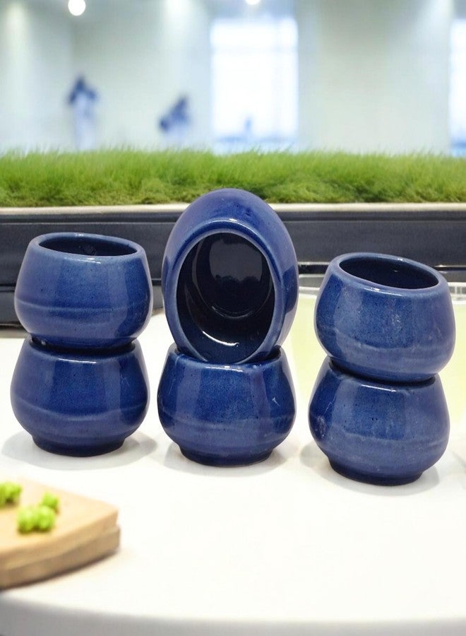 فوي دروب مجموعة فوي دروب من 6 أوعية خزفية صغيرة لتقديم الصلصة، والصلصة، والمخلل، والصلصات (أزرق) - Image 1