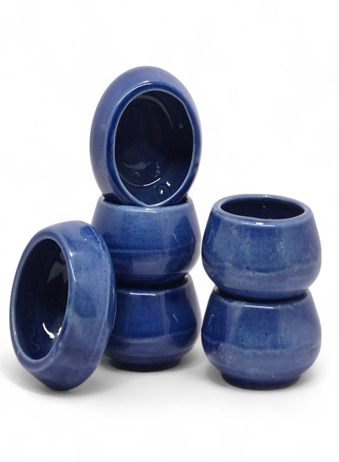 فوي دروب مجموعة فوي دروب من 6 أوعية خزفية صغيرة لتقديم الصلصة، والصلصة، والمخلل، والصلصات (أزرق) - Image 4