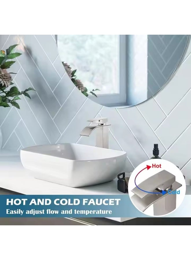DUNISO Basin Mixer Taps, Tall Waterfall Bathroom Sink Taps, Tall Single Handle Bathroom Vessel Sink Faucet, Anti-Rust and Anti-Wear，Used for Bathroom Basins, Kitchens, Sinks，Black - Image 5