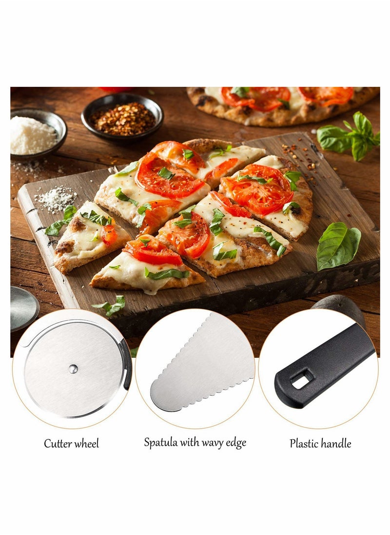 KASTWAVE - Pizza Cutter Wheel 3 In 1 Stainless Steel Cake Pie Server Slicer with Non Slip Handle for Pies Waffles and Cookies Dough Chef Sharp Rocke - Image 1