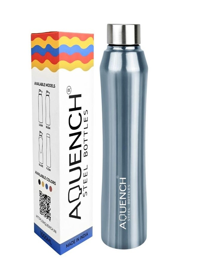 Aquench Stainless Steel Water Bottle 1 Litre Bottles for Kids Girls Boys School Adults Office Gym(Metallic Blue Colour, Steel Cap, Set of 1, 1000 Ml)