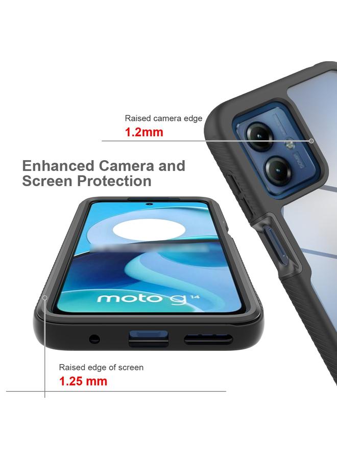 S-TOP Case For Motorola Moto G14 Starry Sky Solid Color Shockproof TPU Clear PC Phone Case - Image 4