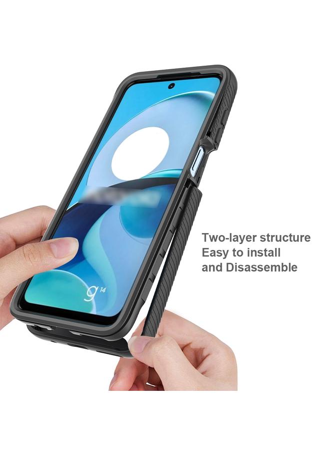 S-TOP Case For Motorola Moto G14 Starry Sky Solid Color Shockproof TPU Clear PC Phone Case - Image 3