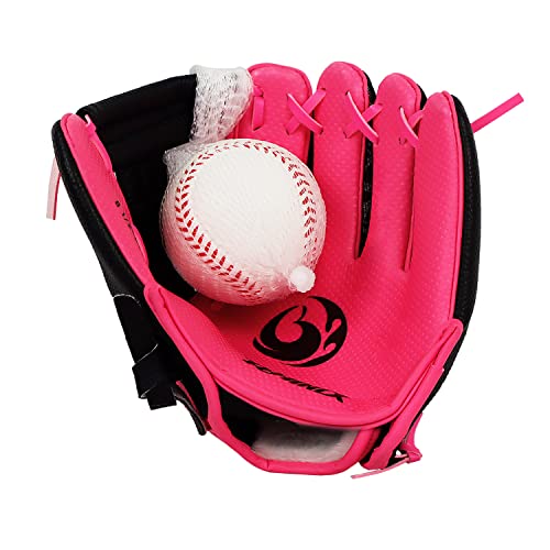PHINIX Baseball Glove Tee-Ball Mitts for Kids Play & Training 8 .5"- 9" (8.5", Pink with Ball) - Image 4