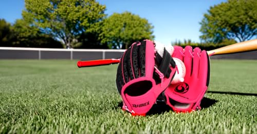 PHINIX Baseball Glove Tee-Ball Mitts for Kids Play & Training 8 .5"- 9" (8.5", Pink with Ball) - Image 5