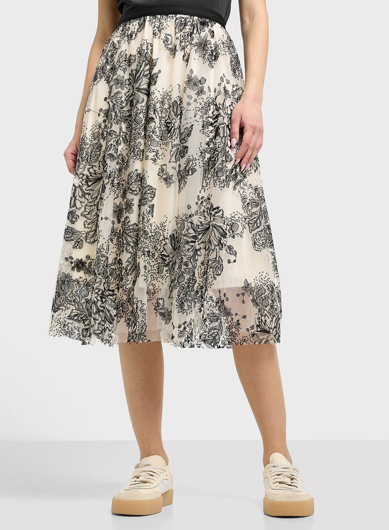 جينجر تنورة مطوية أحادية اللون - Image 2