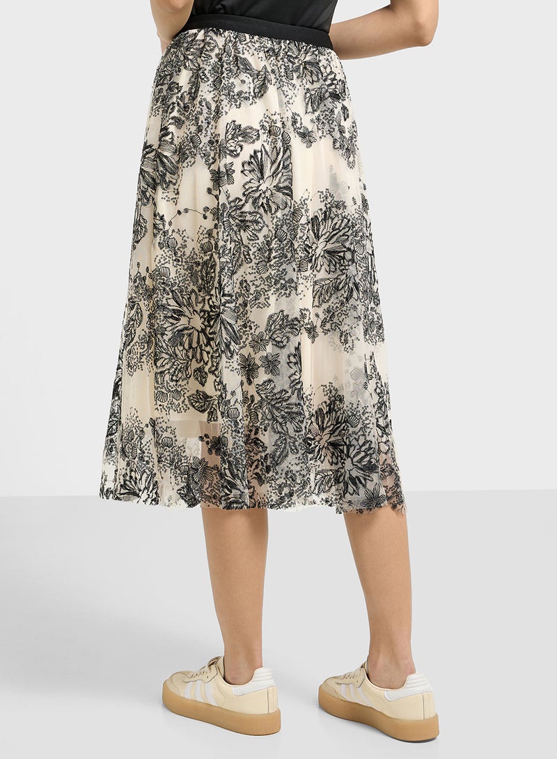 جينجر تنورة مطوية أحادية اللون - Image 3