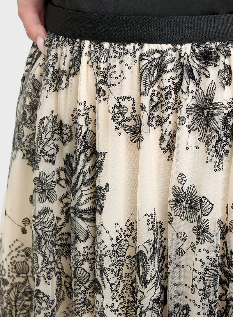 جينجر تنورة مطوية أحادية اللون - Image 4