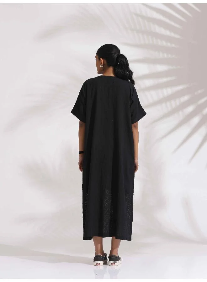 trueBrowns Lace Panel Midi Dress