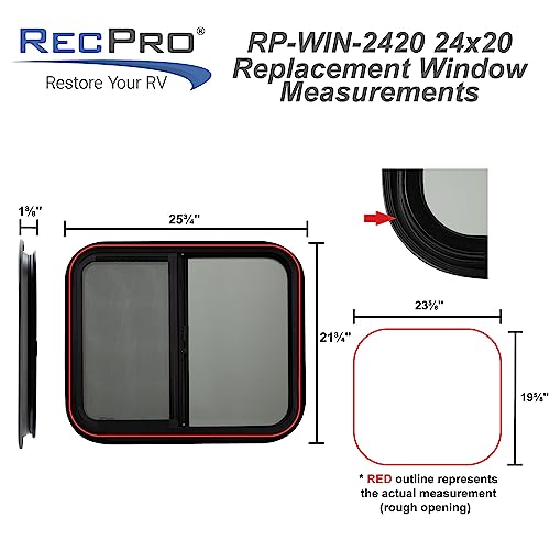 RecPro RV Window | 24"W x 20"H | Teardrop Style | Horizontal Sliding | RV Window Replacement | Made in USA - Image 3