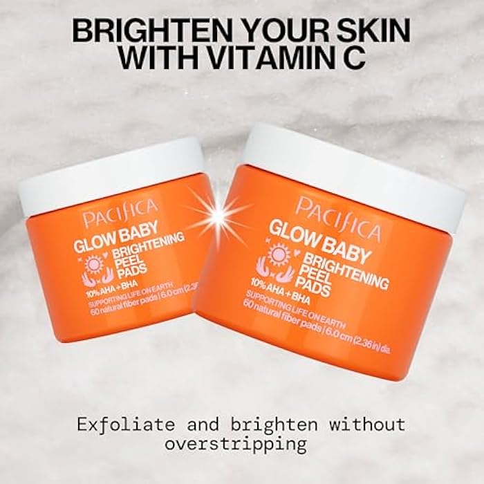 Pacifica Glow Baby Brightening Peel Pads 10% AHA + BHA Exfoliating Face Pads for Glowing Skin Resurfacing Glycolic Acid & Salicylic Acid Pad to Smooth Texture & Minimize Pores Fragrance Free 60 Count - Image 5