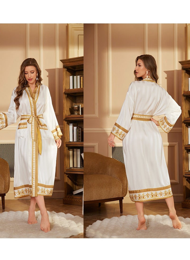 Tie Up Long Sleeved Sleeping Bathrobe Can Be Used As A Wedding Morning Gown Or Home Outfit (Single Outer Robe)  - Image 1