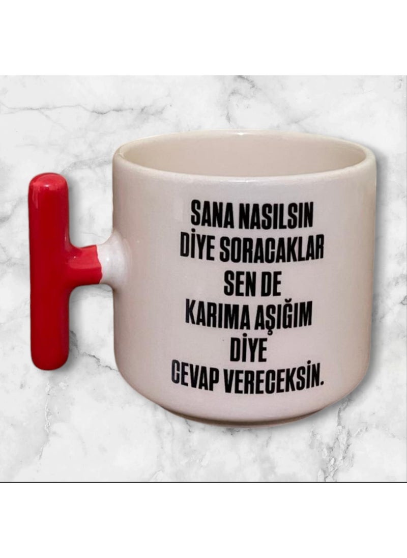 Game Fruy I'm in Love with My Wife Double Sided Written T Mug Cup Red Handle 