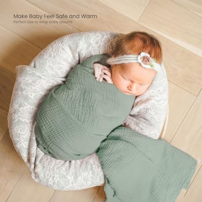 rayihni Lulumoon Muslin Swaddle Blankets For Baby: Lightweight & Breathable Receiving Blankets For Hospital Neutral Registry Gift For Newborn 3Pack (Sage Foreststump) - Image 3
