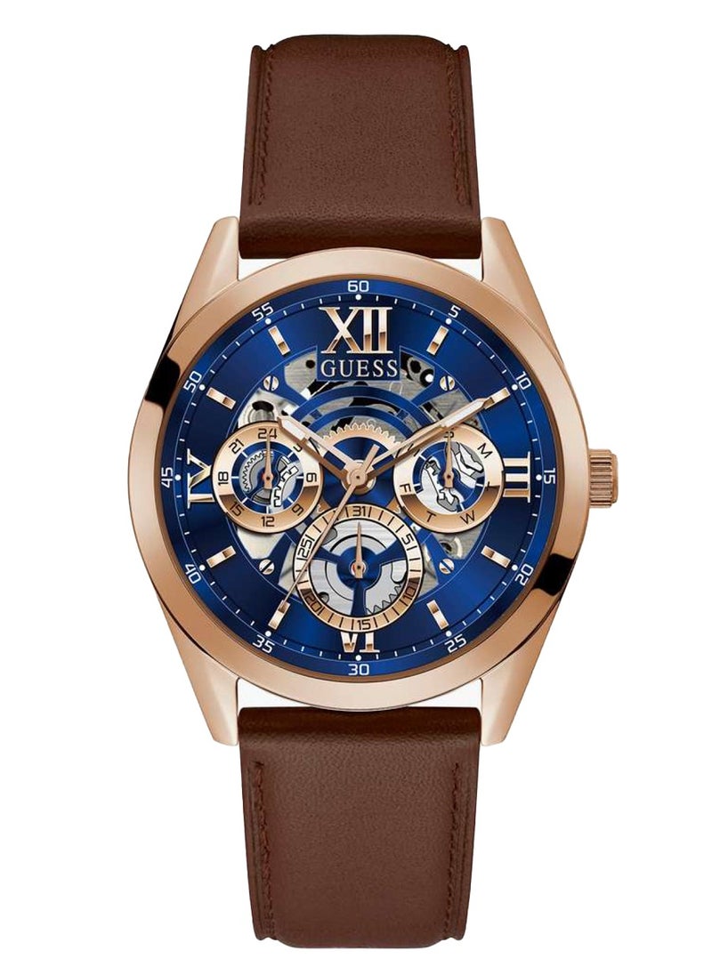 GUESS Men's Solid Multifunction Brown Leather Watch GW0389G3 - 42mm  - Image 1