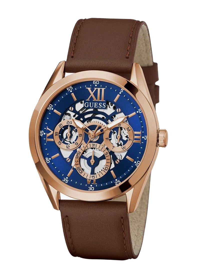 GUESS Men's Solid Multifunction Brown Leather Watch GW0389G3 - 42mm  - Image 5