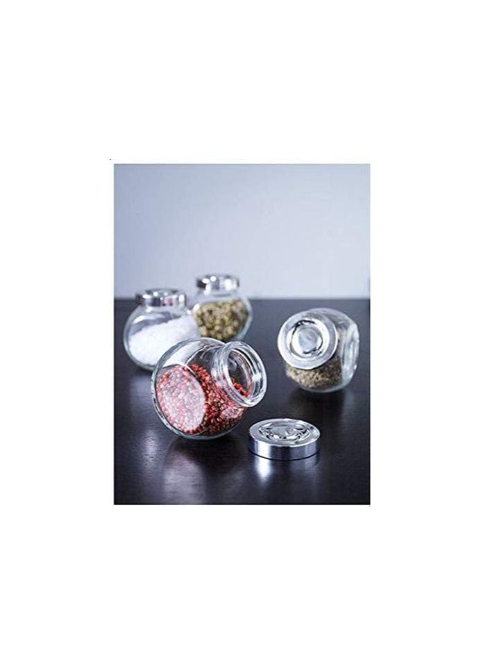 برطمانات توابل 4 قطع  زجاجية للمطبخ  غطاء محكم الغلق  - طقم بهارات و توابل المجموعة مكون من 4 قطع -مجموعة برطمنات توابل زجاجية - طقم حاوية تخزين عالية من الزجاج لحفظ البقوليات والبهارات - علب توابل محكمة الغلق شفافة للمطبخ والسكر والقهوة - 4 قطع برتمانات توبابل و ملح لحفظ الطعام في المطبخ والشاي والقهوة والسكر والملح  - Image 4