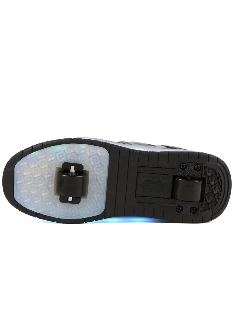 Generic Shoes with Wheels Kid Roller Skates Shoes LED Light Color Shoes Skate Shoes Kids Gifts Boys Girls Shiny Roller Skates - Black  - Image 5