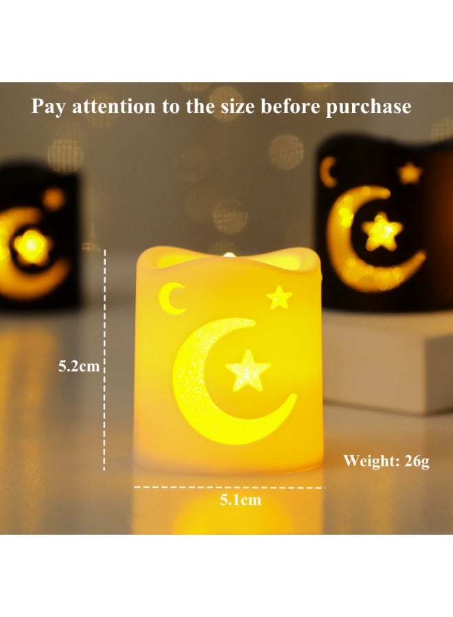 4 Pcs Ramadan Decoration Lights, Ramadan Flameless LED Candle Lights Star Moon Lamp LED  Ramadan Night Light for Home Table Party  Ramadan Tabletop Decorations - Image 2