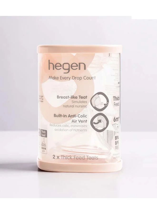 hegen Baby Bottle Teat,Fast Flow - Breast-Like for a Natural Latch & Anti-Colic Design with Asymmetrical Teat for upright feeding, Soft Silicone, Pack of 2, 6+ Months