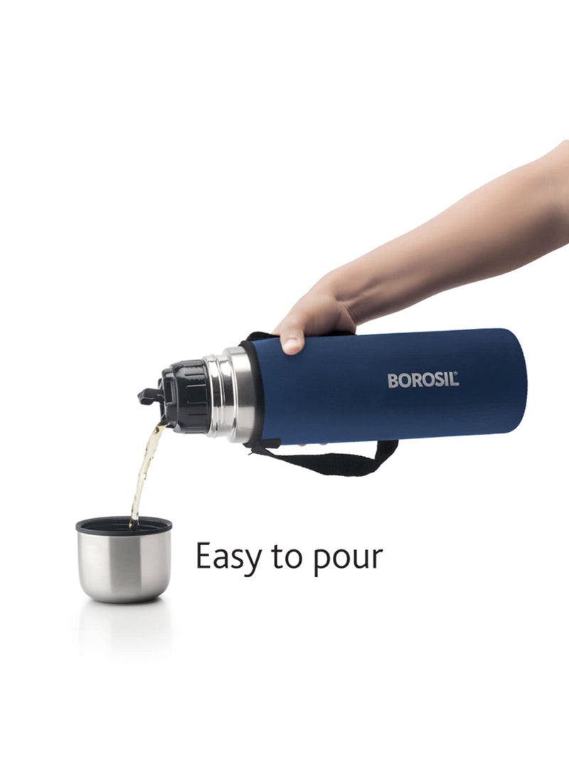 BOROSIL Borosil Hydra Thermo 500 ml Stainless Steel Water Bottle | Double Wall Vacuum Insulated Flask | 24 Hours Hot and Cold | Bottle for Office, Gym, School, Blue  - Image 5