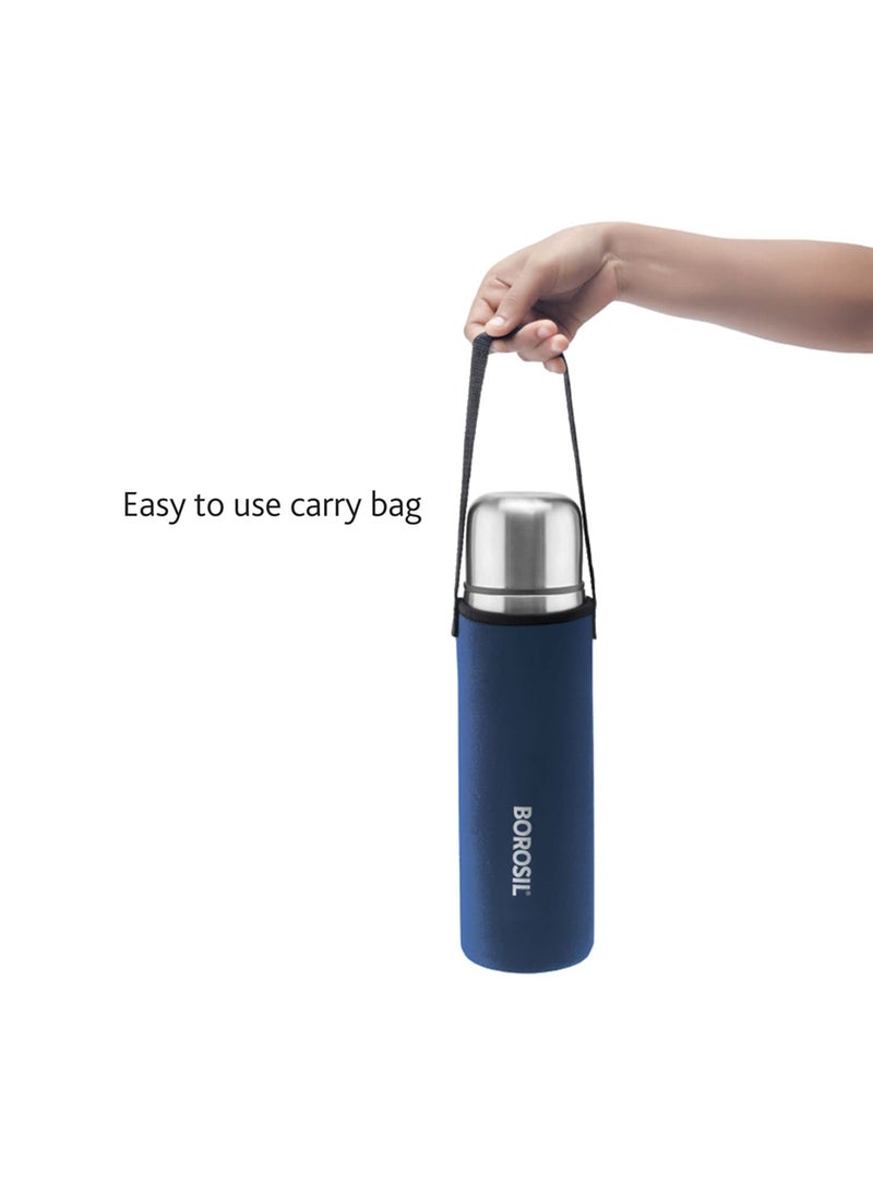 BOROSIL Borosil Hydra Thermo 500 ml Stainless Steel Water Bottle | Double Wall Vacuum Insulated Flask | 24 Hours Hot and Cold | Bottle for Office, Gym, School, Blue  - Image 2