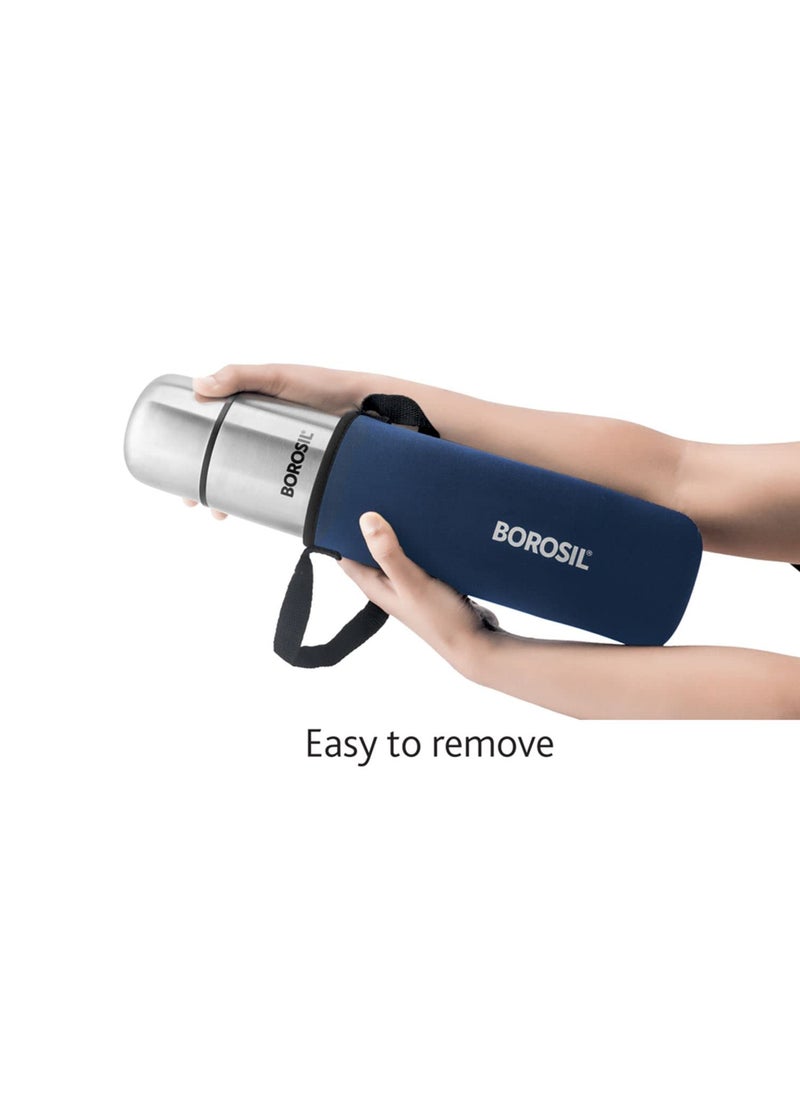 BOROSIL Borosil Hydra Thermo 500 ml Stainless Steel Water Bottle | Double Wall Vacuum Insulated Flask | 24 Hours Hot and Cold | Bottle for Office, Gym, School, Blue  - Image 3