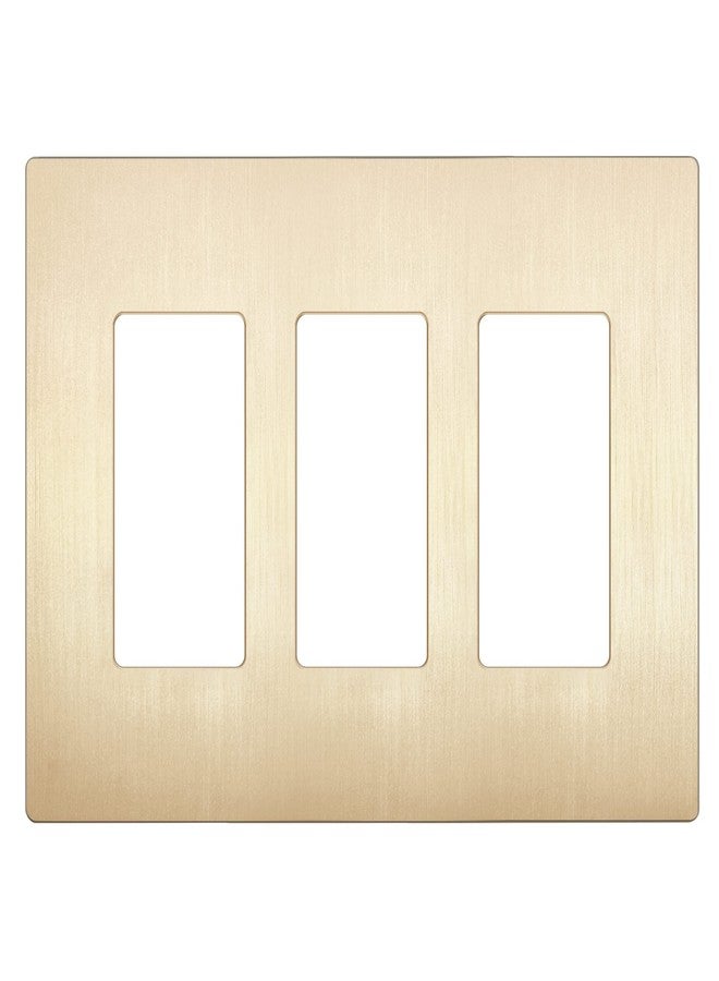 LIDER Brushed Finish Decorator Switch Cover, Screwless Wall Plate, Mid-Size 3-Gang 4.88" x 6.77", Unbreakable Polycarbonate Thermoplastic, UL Listed, LSWP-33M-BGD, Brushed Gold - Image 1