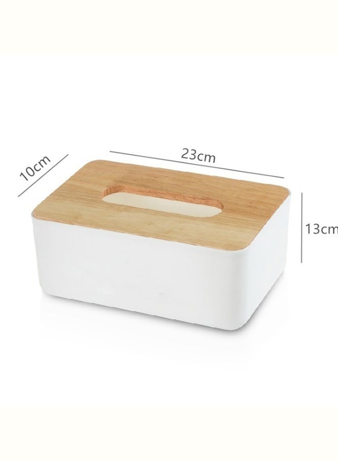 FALMER Plastic Rectangular Shape Facial Tissue Box With Bamboo Cover White 23x13x10cm - Image 5