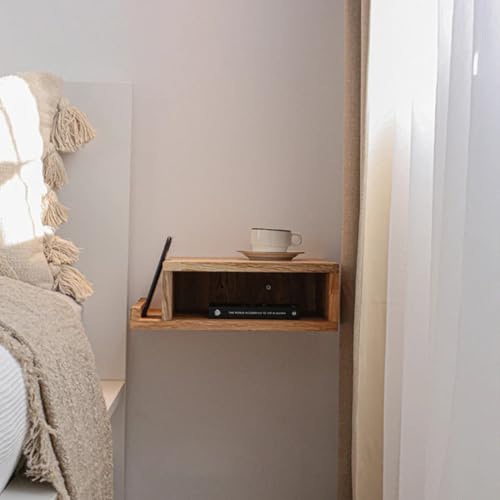 Crysellewoods Curved Wall Shelf with Drawer – Handmade Sheesham Wood Floating Table for Bedroom, Living Room & Entryway – Space-Saving Modern Accent Furniture (Model 11) - Image 3