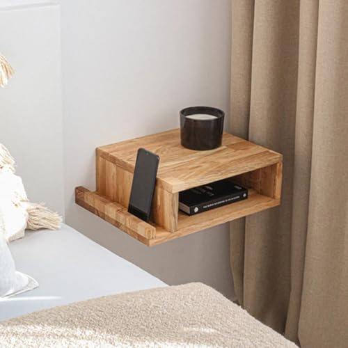 Crysellewoods Curved Wall Shelf with Drawer – Handmade Sheesham Wood Floating Table for Bedroom, Living Room & Entryway – Space-Saving Modern Accent Furniture (Model 11) - Image 1