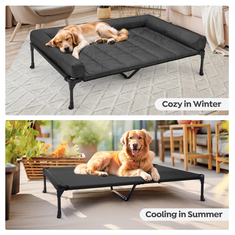 Veehoo Cooling Elevated Dog Bed Add Removable Waterproof Bolster Cushion Mat, Raised Pet Cot with Breathable Teslin Mesh, No-Slip Feet, Dog Sofa Bed for Indoor Outdoor, XLarge, Black CWC2331B - Image 5