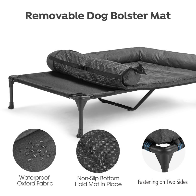 Veehoo Cooling Elevated Dog Bed Add Removable Waterproof Bolster Cushion Mat, Raised Pet Cot with Breathable Teslin Mesh, No-Slip Feet, Dog Sofa Bed for Indoor Outdoor, XLarge, Black CWC2331B - Image 4