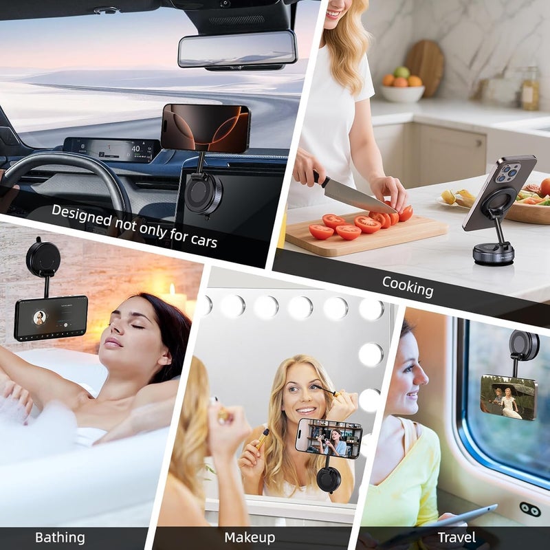 Finalize 360° Magnetic Car Mobile Holder for Dashboard Vacuum Suction Phone Holder Mount Hand Free Magnetic Cell Phone Stand with Strong Grip Shockproof Suction Cup for Car,Office (Mobile Holder) - Image 2