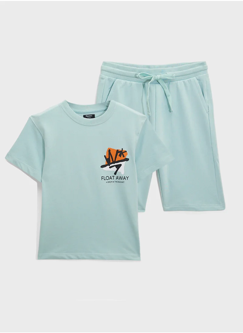 Ripples Oversized T-Shirt & Shorts Set