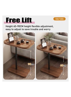 Anmi Modern Liftable C-Shaped Wooden Coffee Table with Metal Frame – Adjustable Height for Bedroom, Office & Sofa Bed (Space-Saving Design)  - Image 5