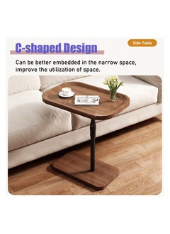 Anmi Modern Liftable C-Shaped Wooden Coffee Table with Metal Frame – Adjustable Height for Bedroom, Office & Sofa Bed (Space-Saving Design)  - Image 3