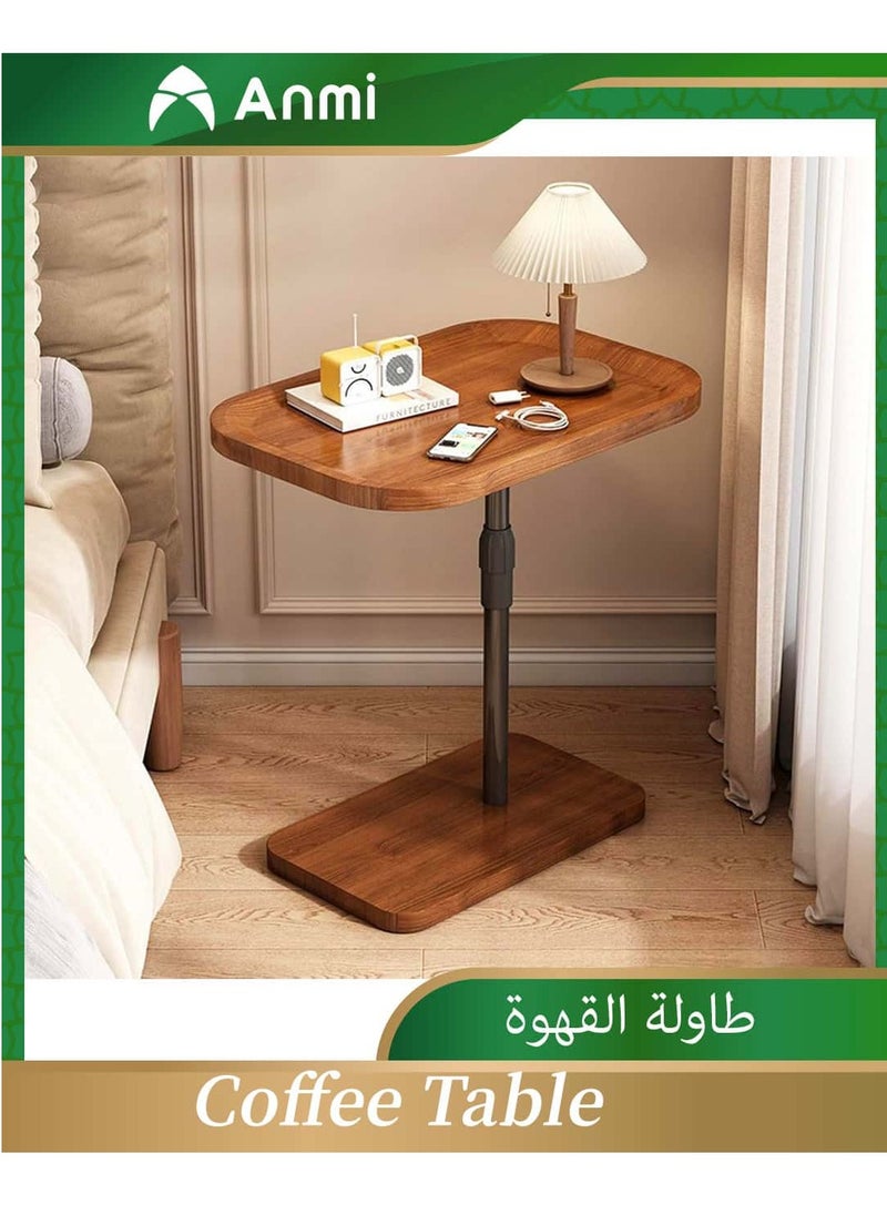 Anmi Modern Liftable C-Shaped Wooden Coffee Table with Metal Frame – Adjustable Height for Bedroom, Office & Sofa Bed (Space-Saving Design)  - Image 1