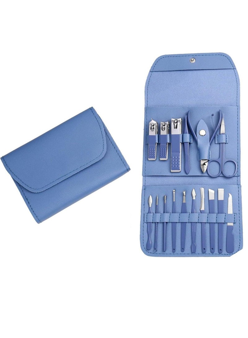 Captaintech 16 In 1 Professional Nail Clipper Manicure Set Blue - Image 1