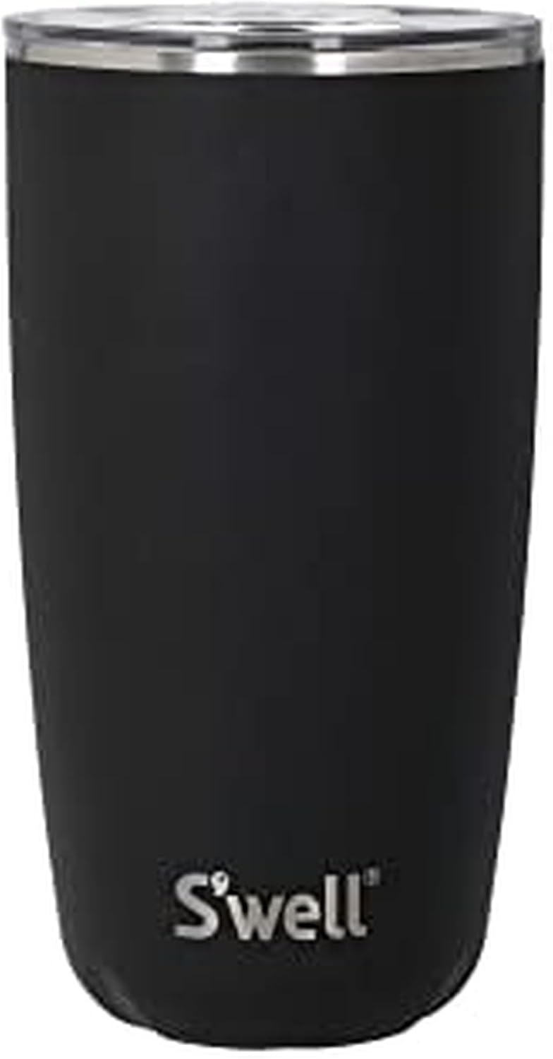 S'well Stainless Steel Tumbler with Slide-Open Lid, 18oz, Onyx, Triple Layered Vacuum Insulated Containers Keeps Drinks Cold for 12 Hours and Hot for 4, BPA Free - Image 1