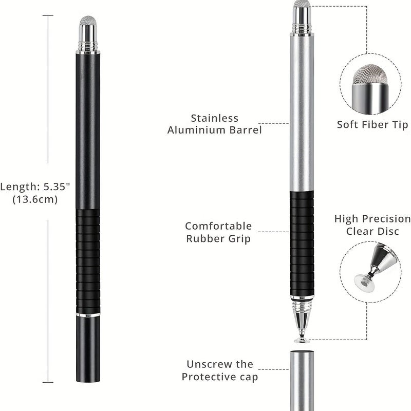 Pink 2 In 1 Touch Pen With 3 Replacement Heads For Iphone Ipad Android - Image 2